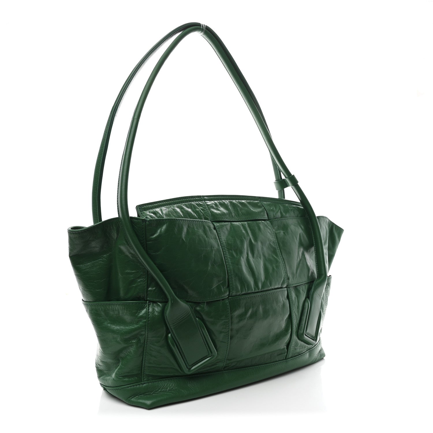 BOTTEGA VENETA ラージアルコBlackGreen Bottega Veneta Paper Calfskin Maxi Intrecciato Medium Arco Slouch