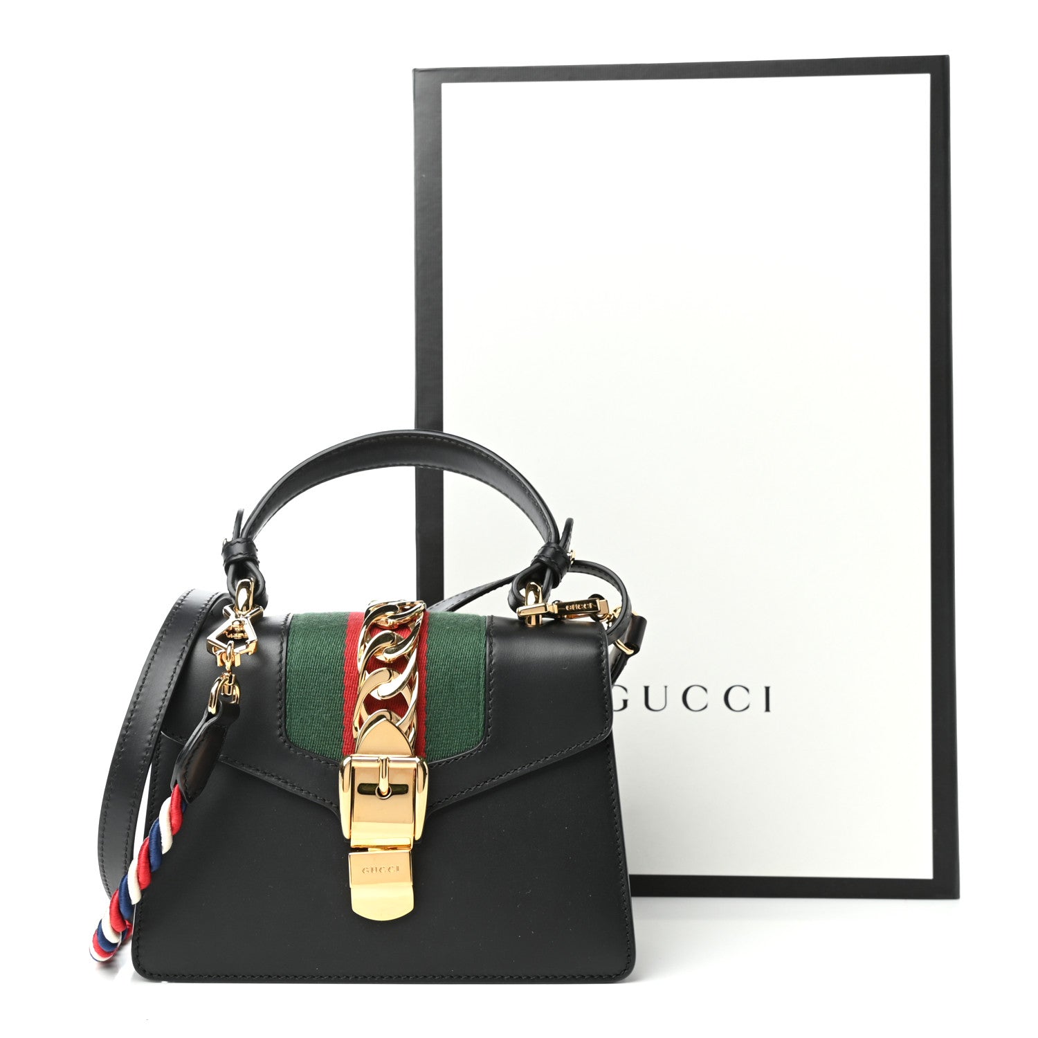 Gucci Calfskin Mini Sylvie Top Handle Bag Black 10 of 10