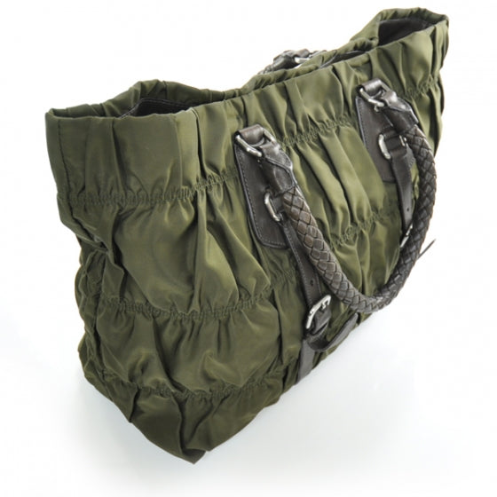 Tessuto Nylon Dressy Gaufre Tote Military Green