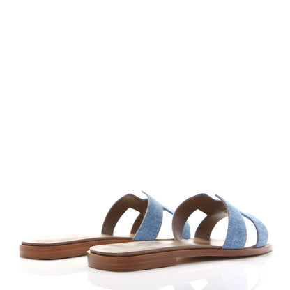 Hermes Denim Canvas Oran Sandals 38 Bleu Clair 4 of 10
