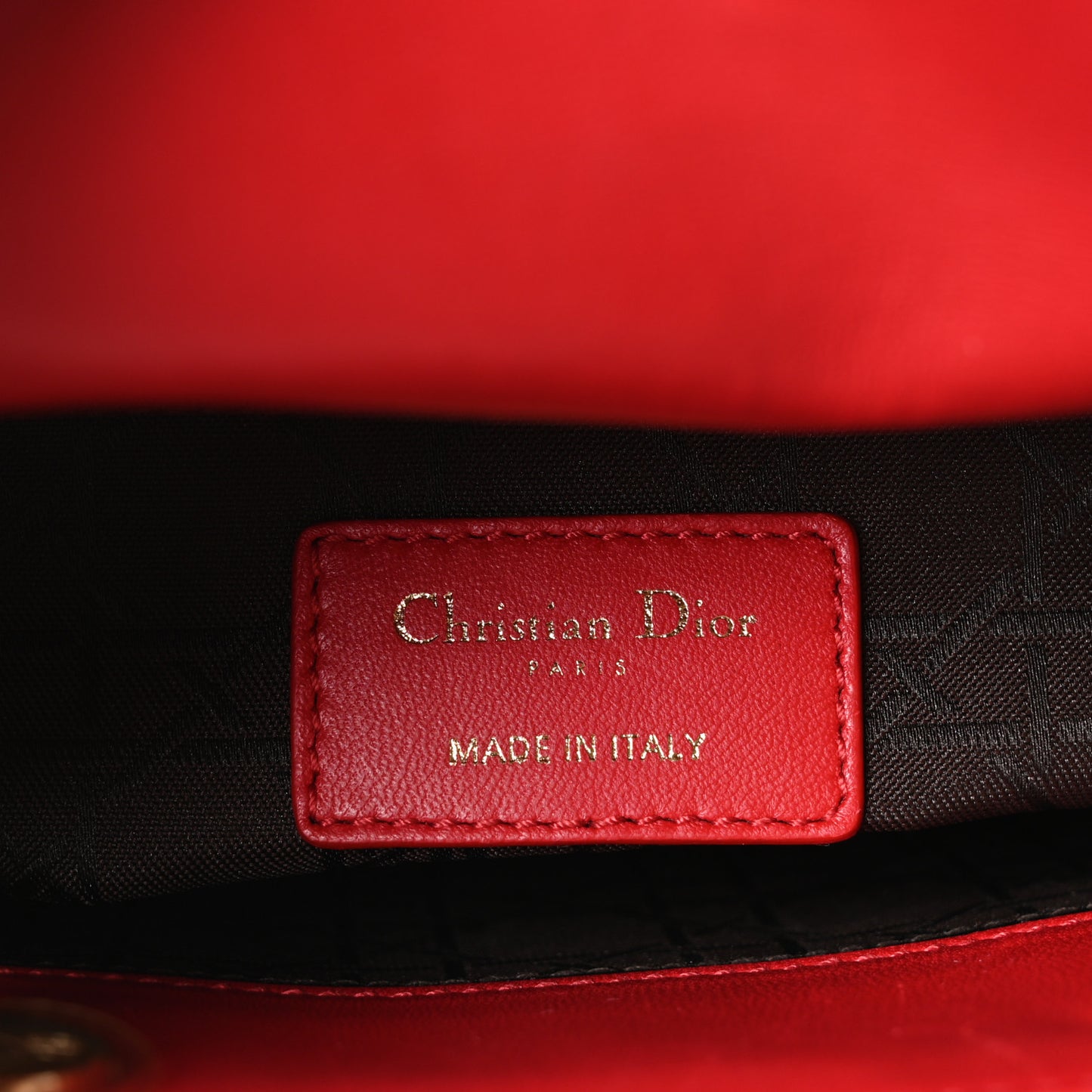 Lambskin Cannage Small Lucky Badges Lady Dior Red