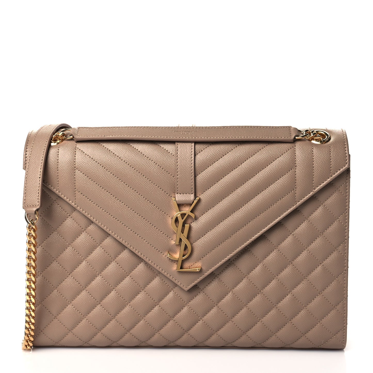 Grain De Poudre Textured Mixed Matelasse Triquilt Large Monogram Satchel Natural Tan