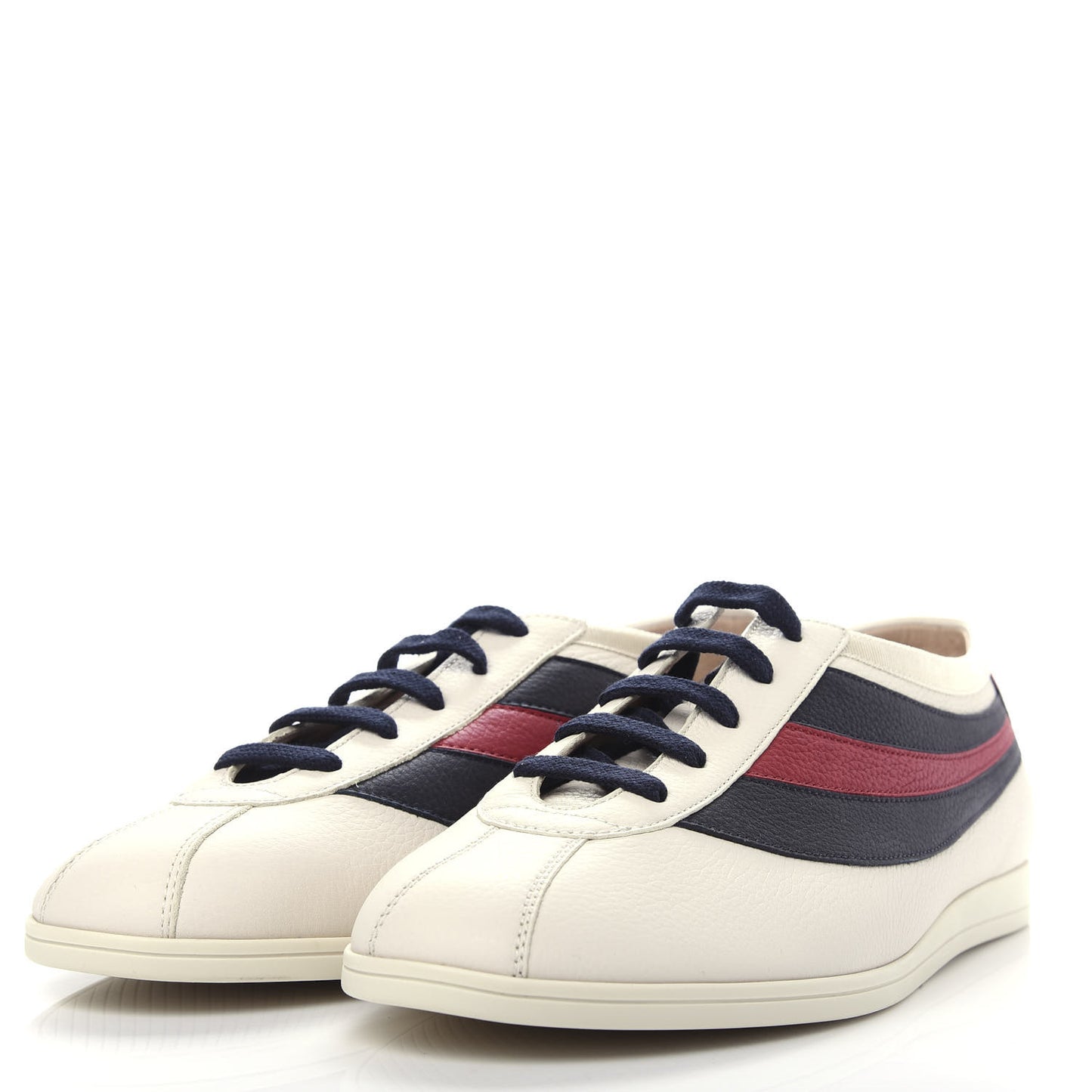 Calfskin Mens Web Falacer Sneakers 7 White Blue