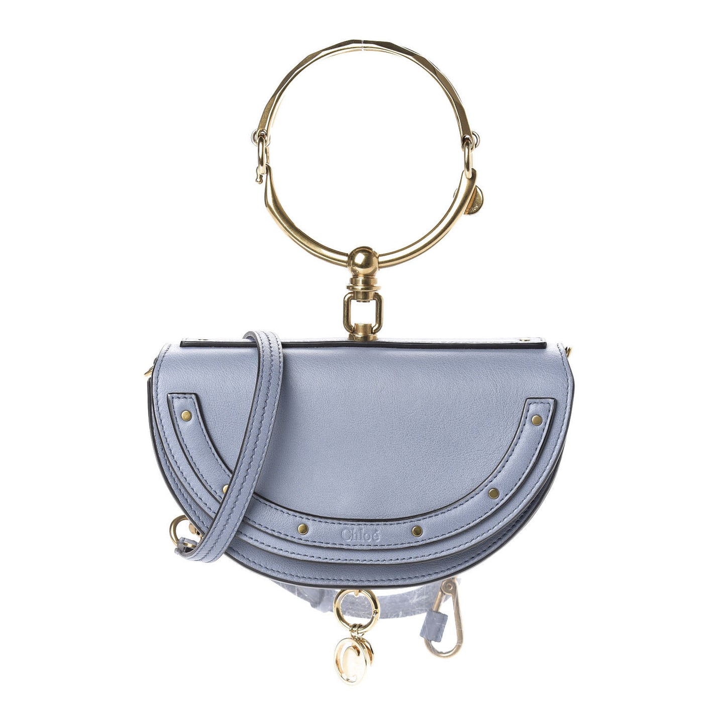 Calfskin Small Nile Bracelet Minaudiere Bag Street Blue