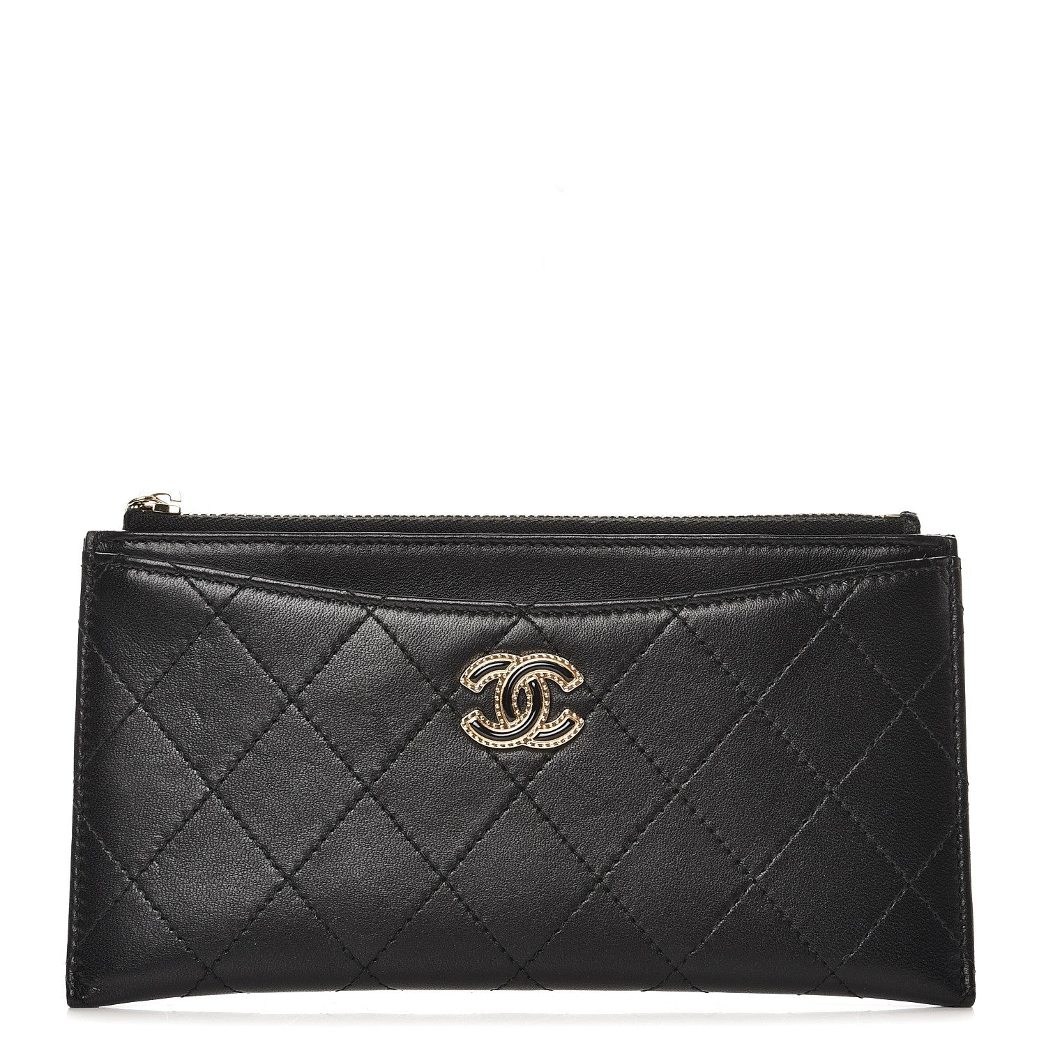 Chanel Lambskin Quilted Zip Pouch Black 1 of 8