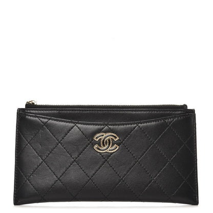 Chanel Lambskin Quilted Zip Pouch Black 1 of 8