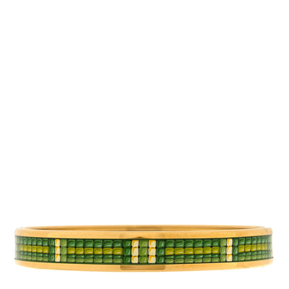 Hermes Enamel Printed Narrow Bracelet 70 Green 1 of 9