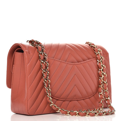 Chanel Lambskin Chevron Quilted Medium Double Flap Rosewood 4 of 9