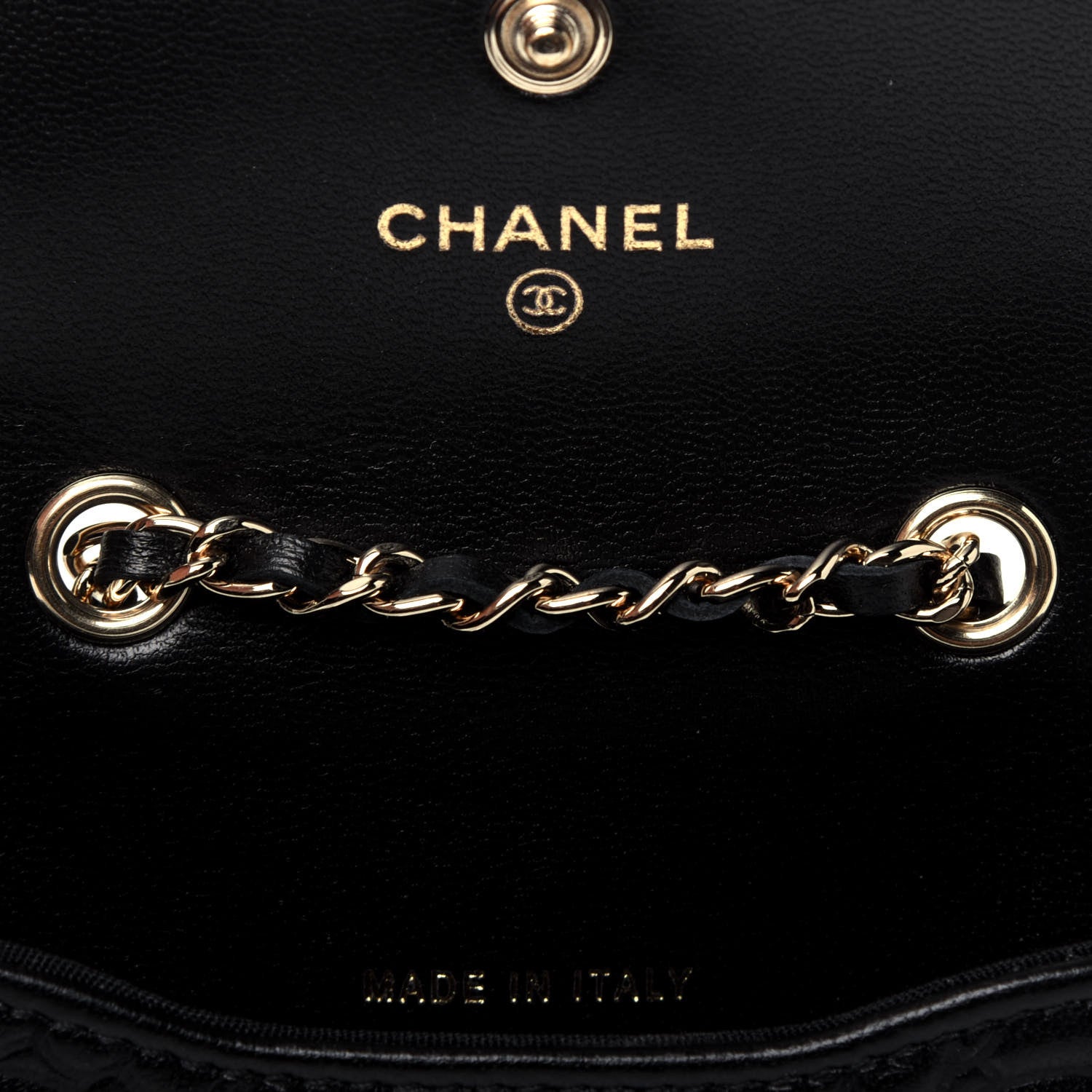 Chanel Lambskin Camellia Embossed Chain Belt Bag Black 6 of 11