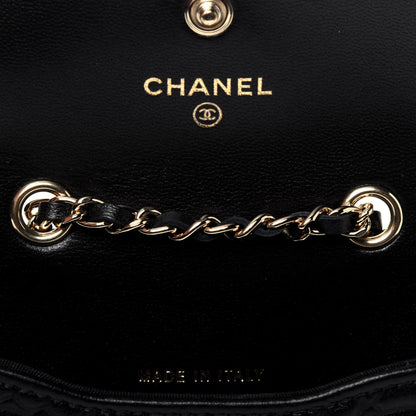Chanel Lambskin Camellia Embossed Chain Belt Bag Black 6 of 11