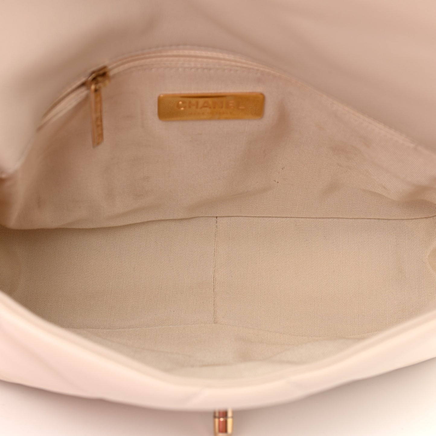 Lambskin Quilted Medium Chanel 19 Flap Light Beige
