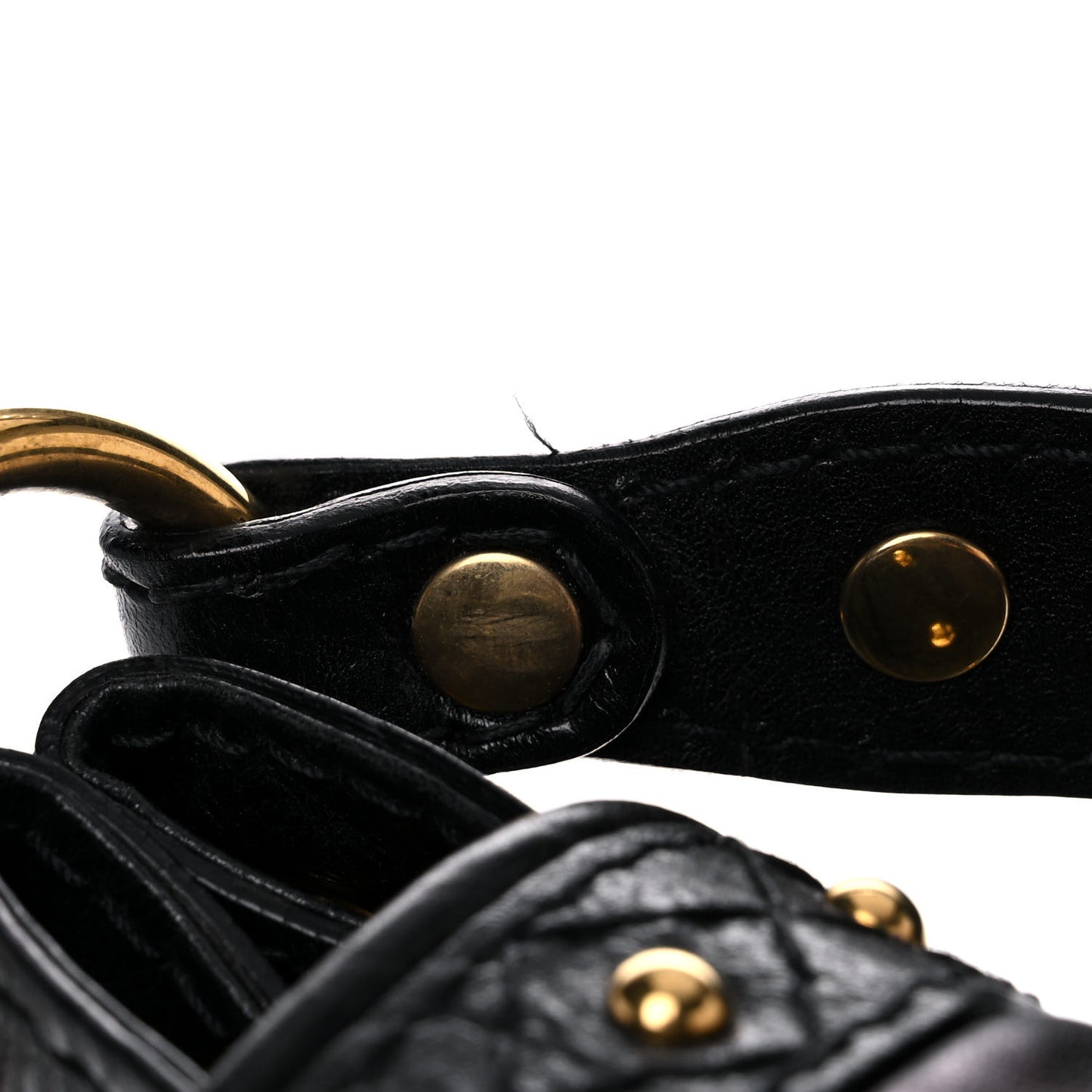 Calfskin Studded Large Irina Shoulder Bag Black
