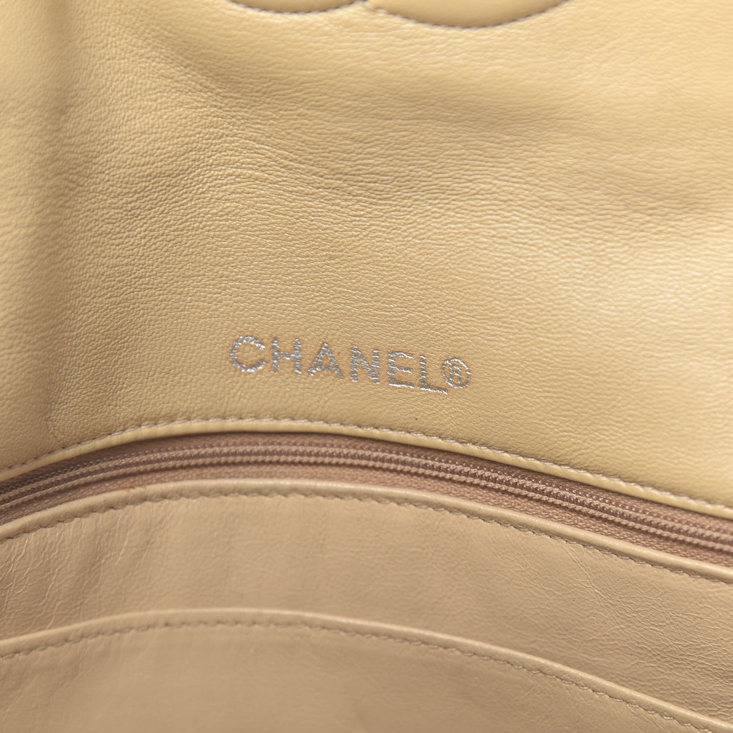 Lambskin Quilted Jumbo Single Flap Beige