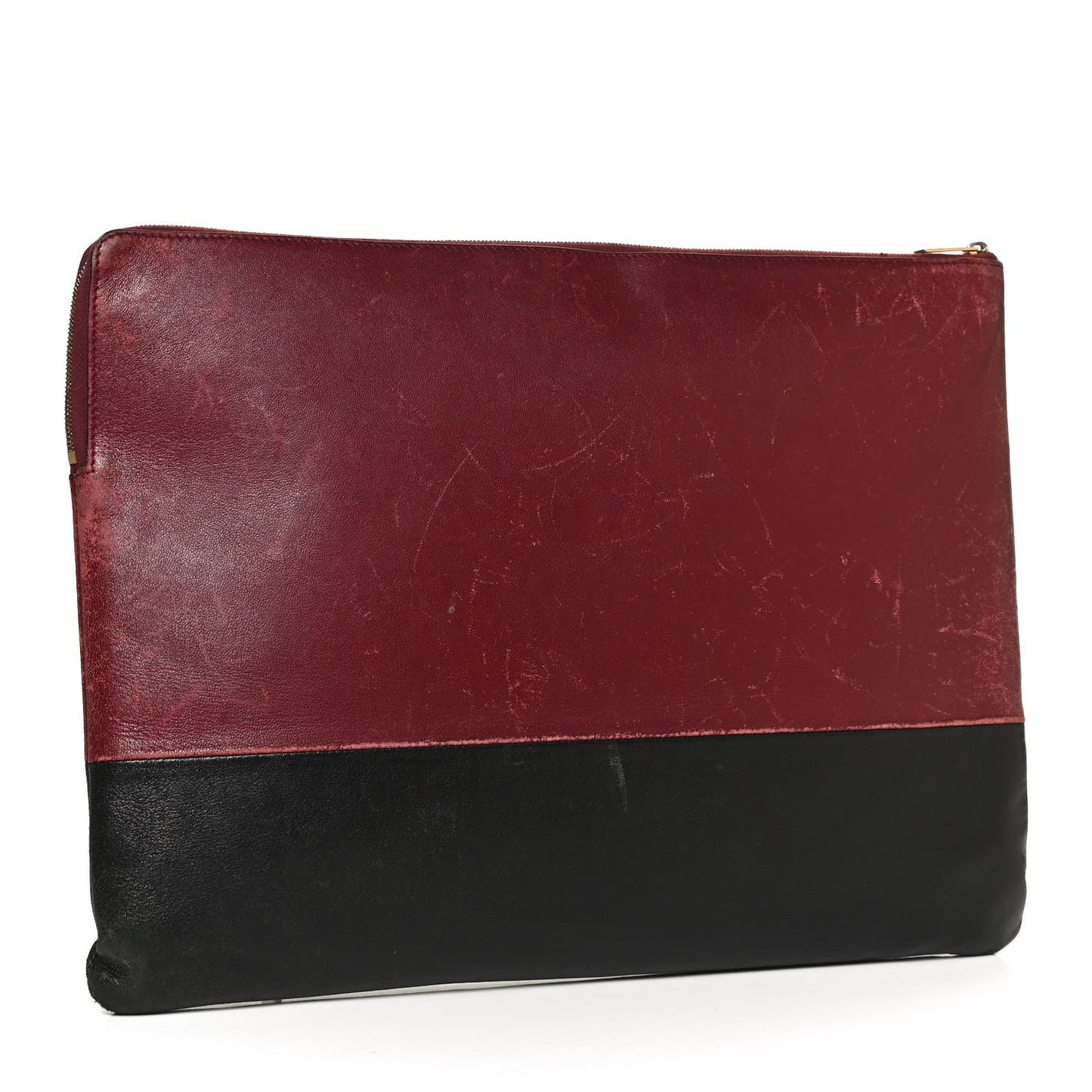 Lambskin Bicolor Computer Case Light Burgundy Navy