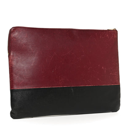 Celine Lambskin Bicolor Computer Case Light Burgundy Navy 3 of 11