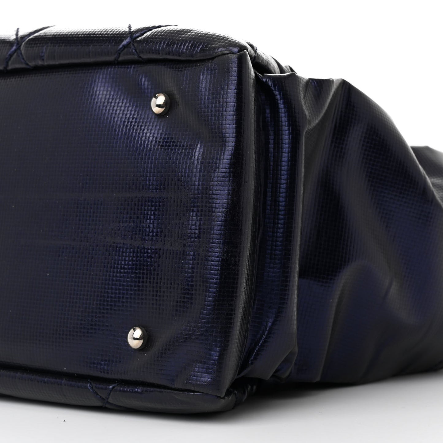 Metallic Coated Canvas Quilted Large Paris Biarritz Tote Blue