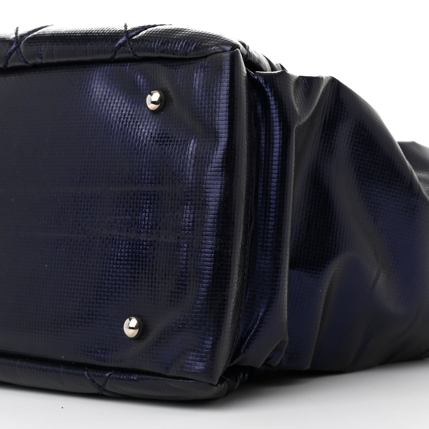 Chanel Metallic Coated Canvas Quilted Large Paris Biarritz Tote Blue 11 of 11