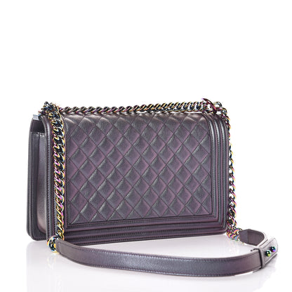 Chanel Iridescent Goatskin Quilted New Medium Boy Flap Purple 3 of 10
