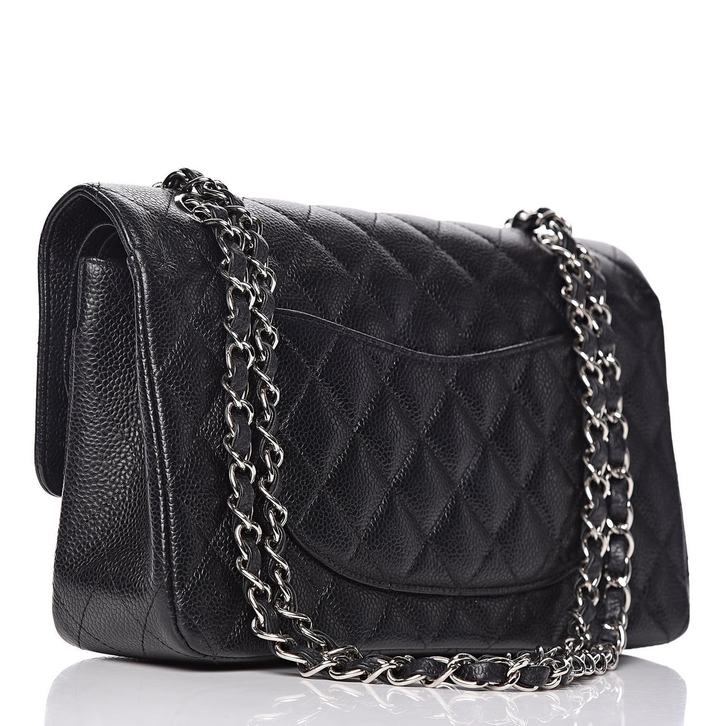 Caviar Quilted Medium Double Flap Black