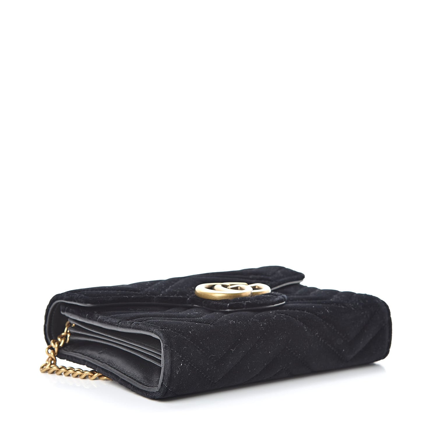 Velvet Matelasse GG Marmont Chain Wallet Black
