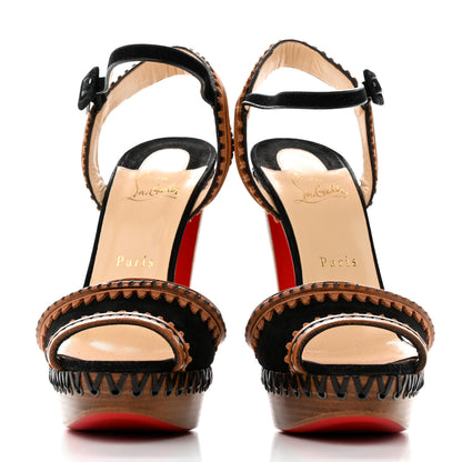 Christian Louboutin Suede Calfskin Trepi 140 Platform Sandals 40 Black 2 of 7