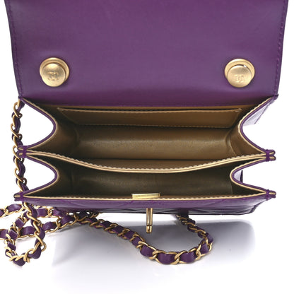 Chanel Calfskin Resin Quilted Mini Flap Purple 4 of 11