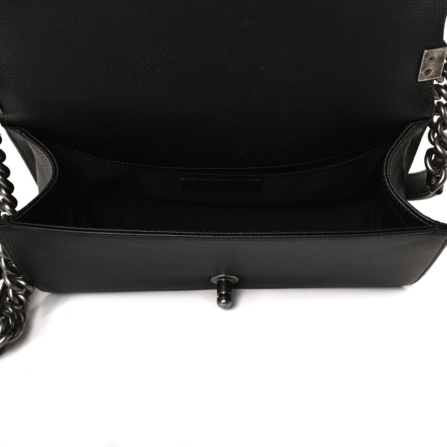 Caviar Chevron Quilted Medium Boy Flap Black