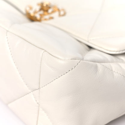 Chanel Goatskin Quilted Large Chanel 19 Flap White 9 of 12