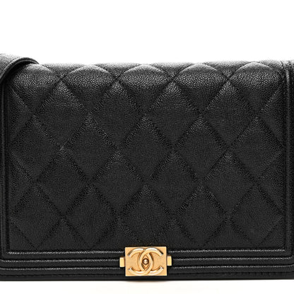 Chanel Caviar Quilted Boy Wallet On Chain WOC Black 9 of 12