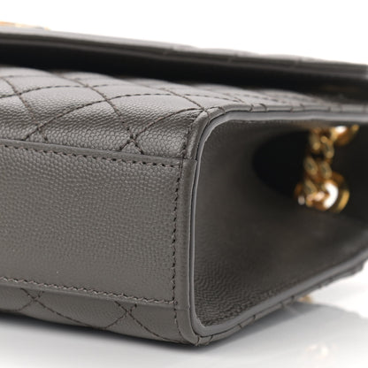 Saint Laurent Grain De Poudre Textured Mixed Matelasse Medium Triquilt Monogram Satchel Vert Kaki 7 of 7