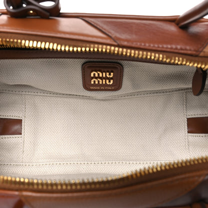Miu Miu Nappa Patchwork Small Beau Top Handle Bag Cognac 5 of 9