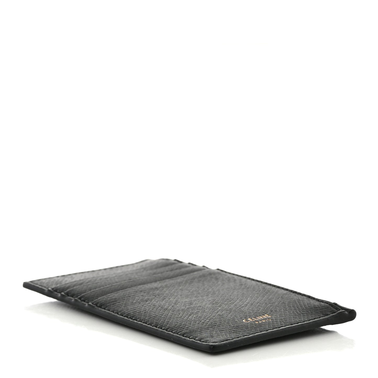 Grained Calfskin Zipped Card Holder Black