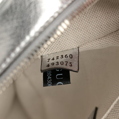 Gucci Metallic Sakai Be Green Calfskin Diagonal Stitched Small Blondie Shoulder Bag Silver 7 of 12