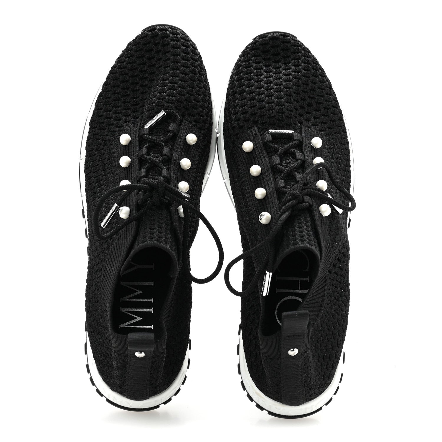 Jimmy Choo Veles Knit Pearly Lace Up Sneaker 40 Black 2 of 9