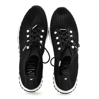 Jimmy Choo Veles Knit Pearly Lace Up Sneaker 40 Black 2 of 9