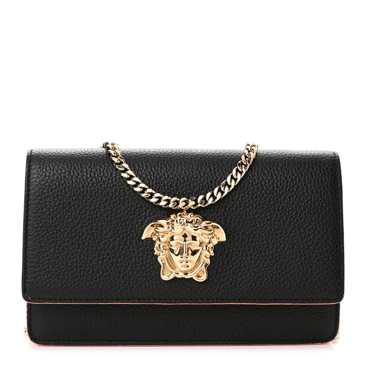 Versace Grained Calfskin Palazzo Chain Evening Bag Black Flamingo 1 of 11