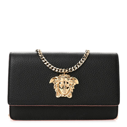 Versace Grained Calfskin Palazzo Chain Evening Bag Black Flamingo 1 of 11
