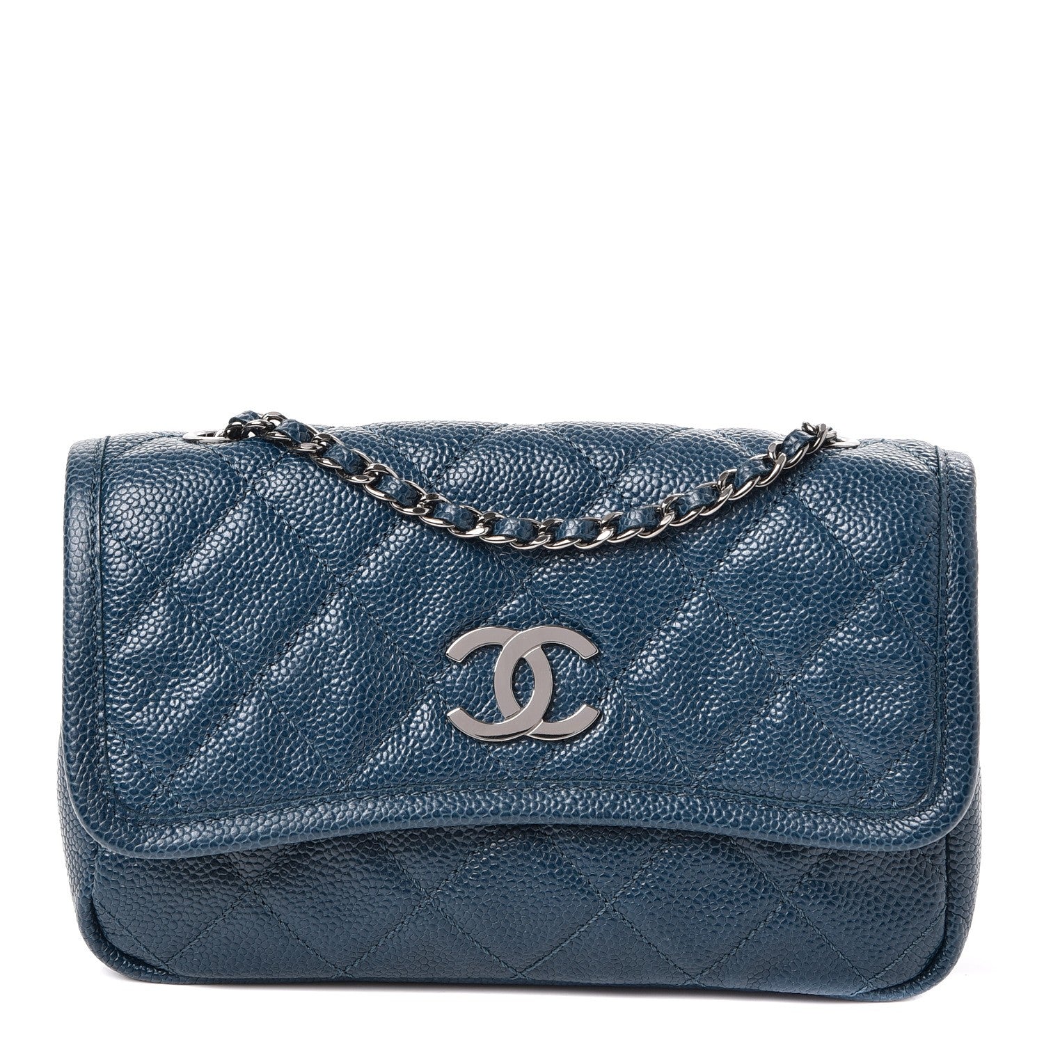 Chanel Caviar Small Natural Beauty Flap Blue 1 of 8