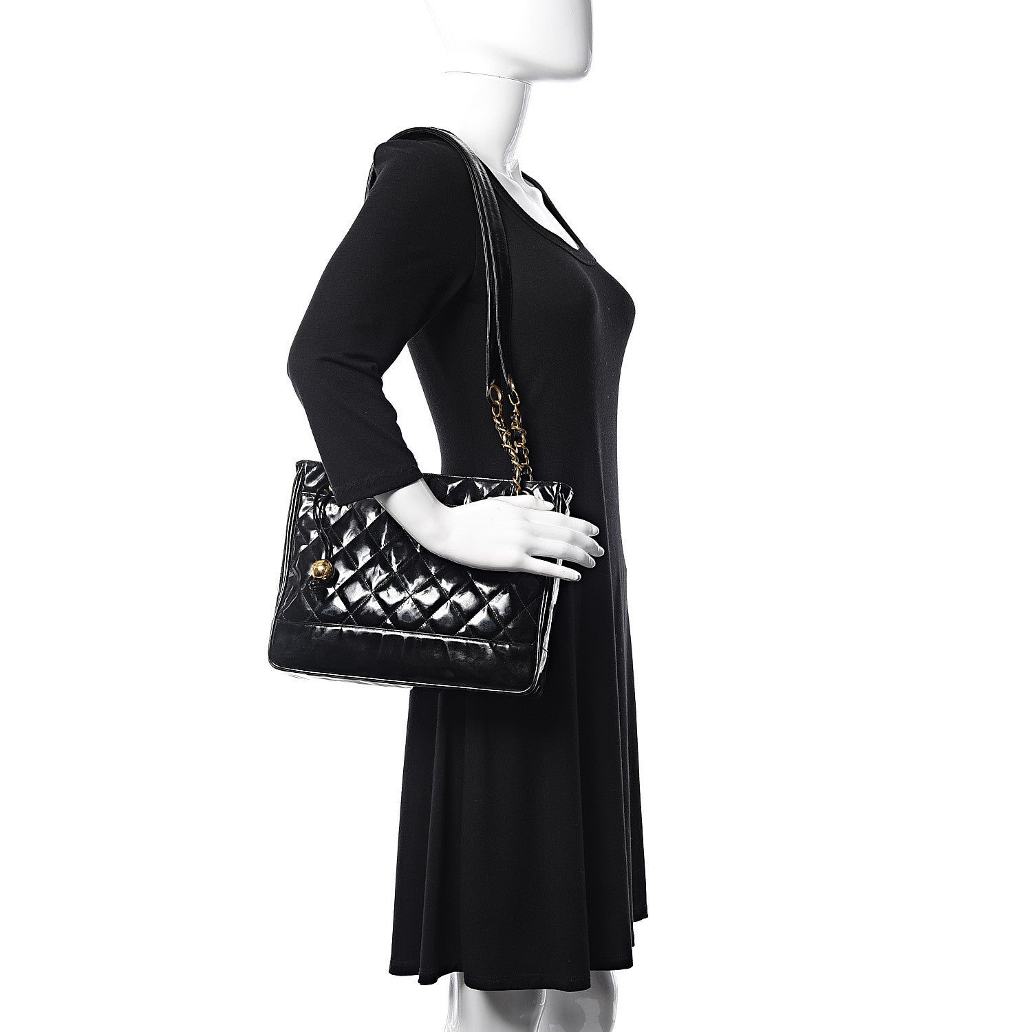 Chanel Patent Quilted Tote Black 2 of 17