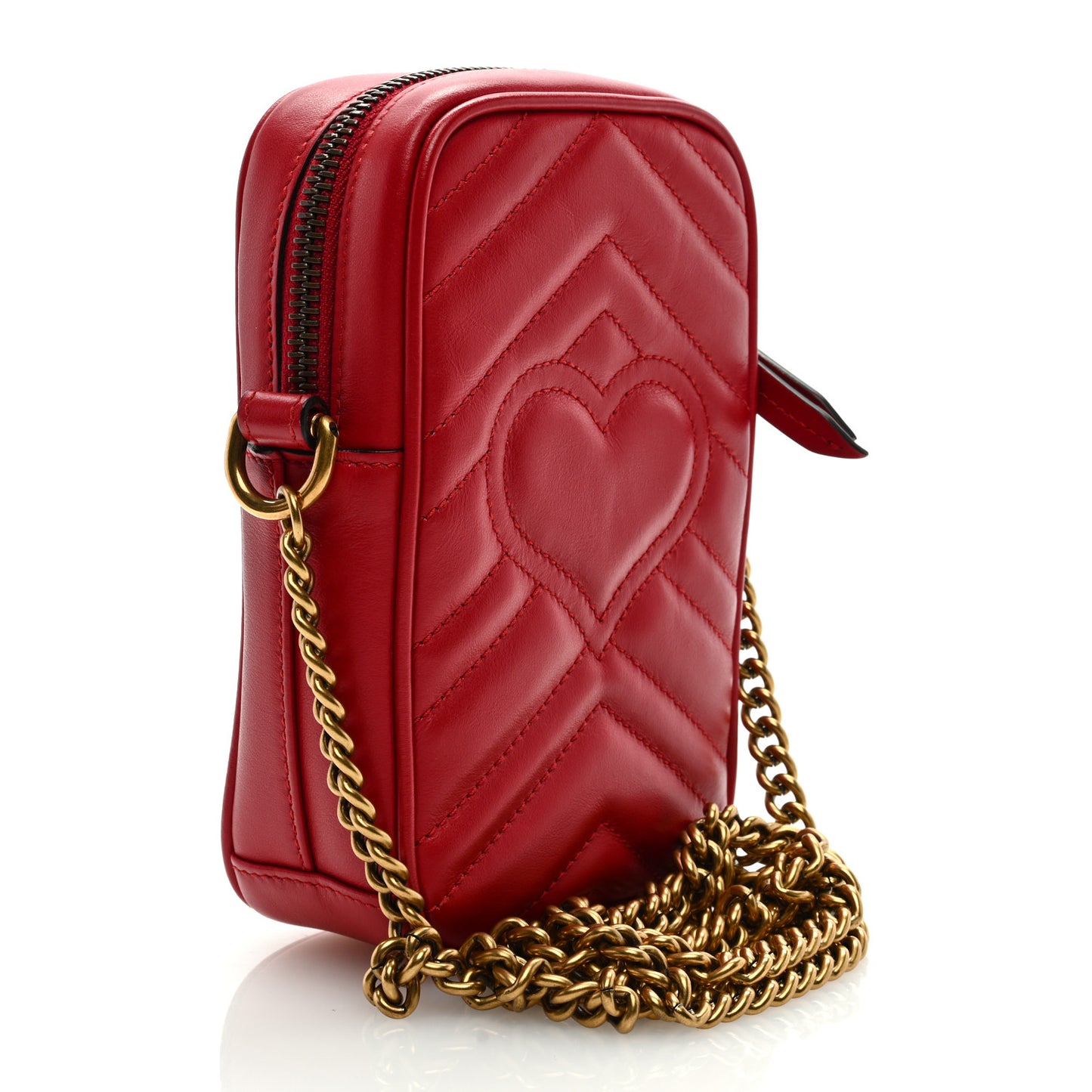 Calfskin Matelasse Mini GG Marmont Crossbody Bag Hibiscus Red