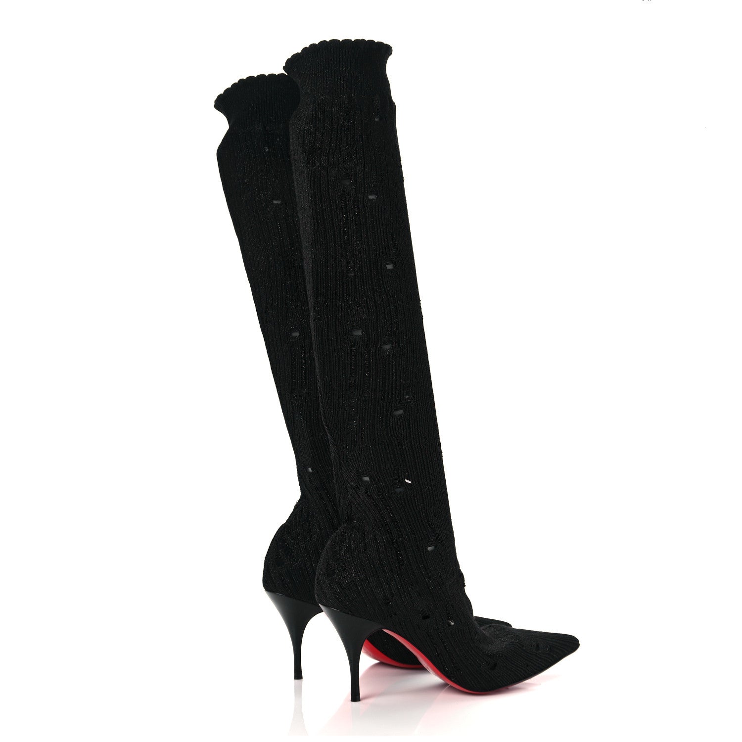 Christian Louboutin Tricot Sandrine Sock Knee Boots 37 Black 4 of 6