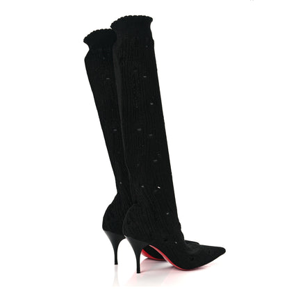 Christian Louboutin Tricot Sandrine Sock Knee Boots 37 Black 4 of 6