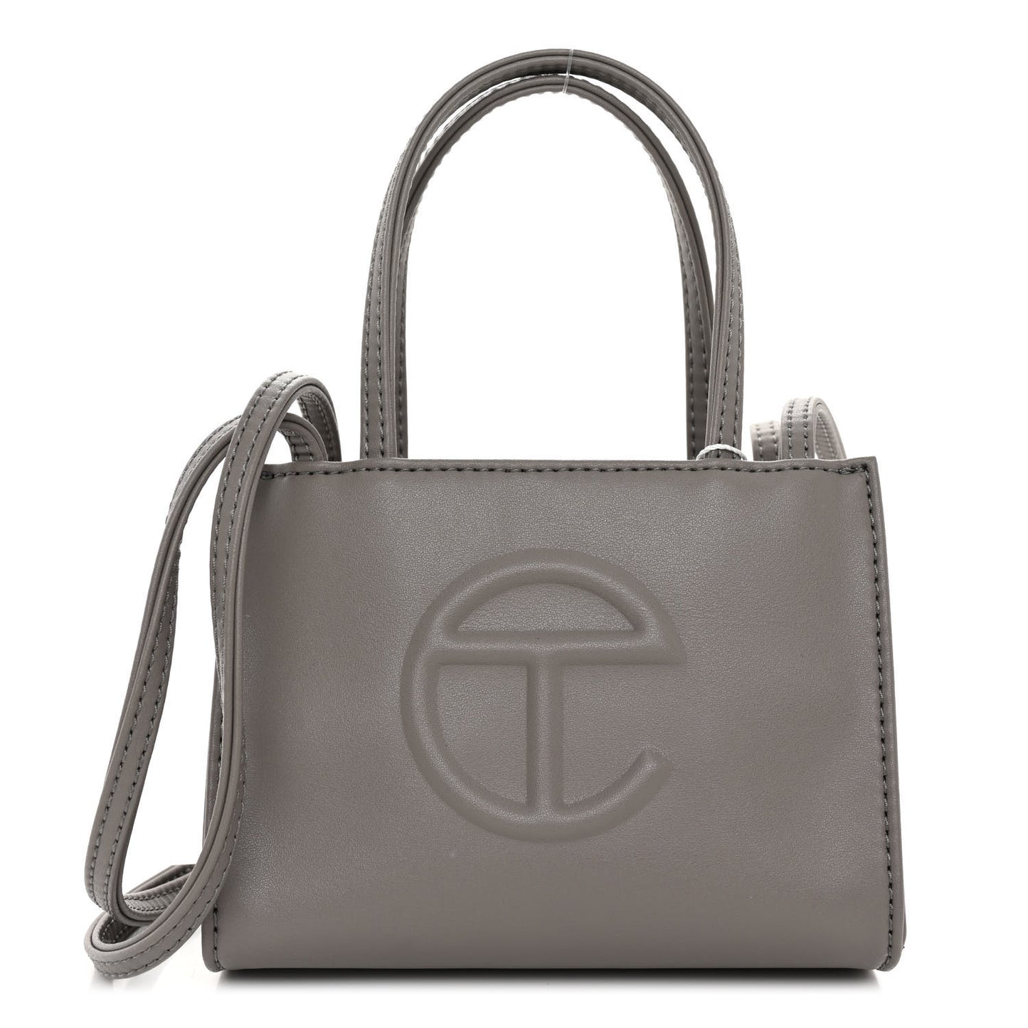 Vegan Leather Small Shopping Bag Grey