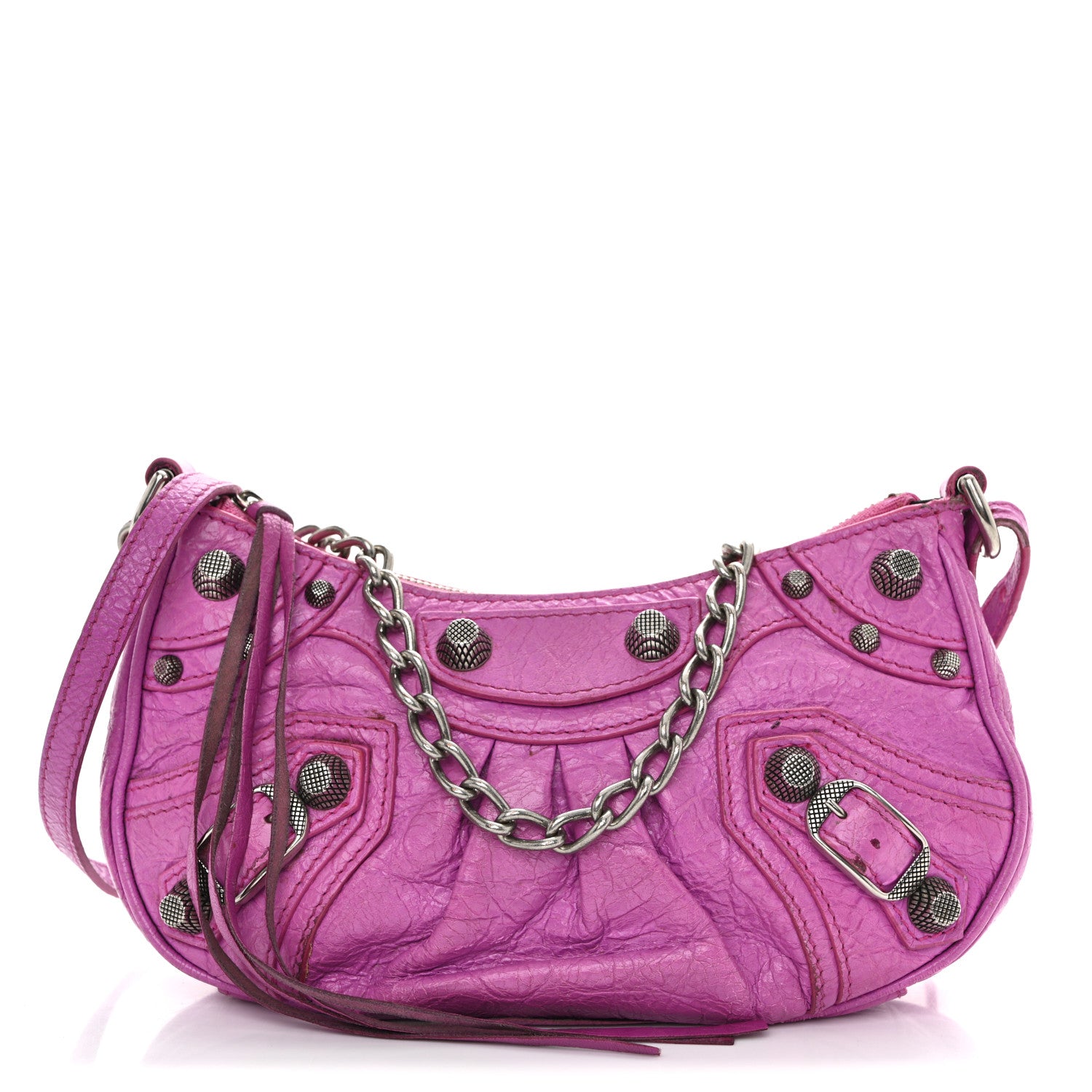 Balenciaga Agneau Arena Le Cagole Mini Purse With Chain Lipstick Pink 1 of 15