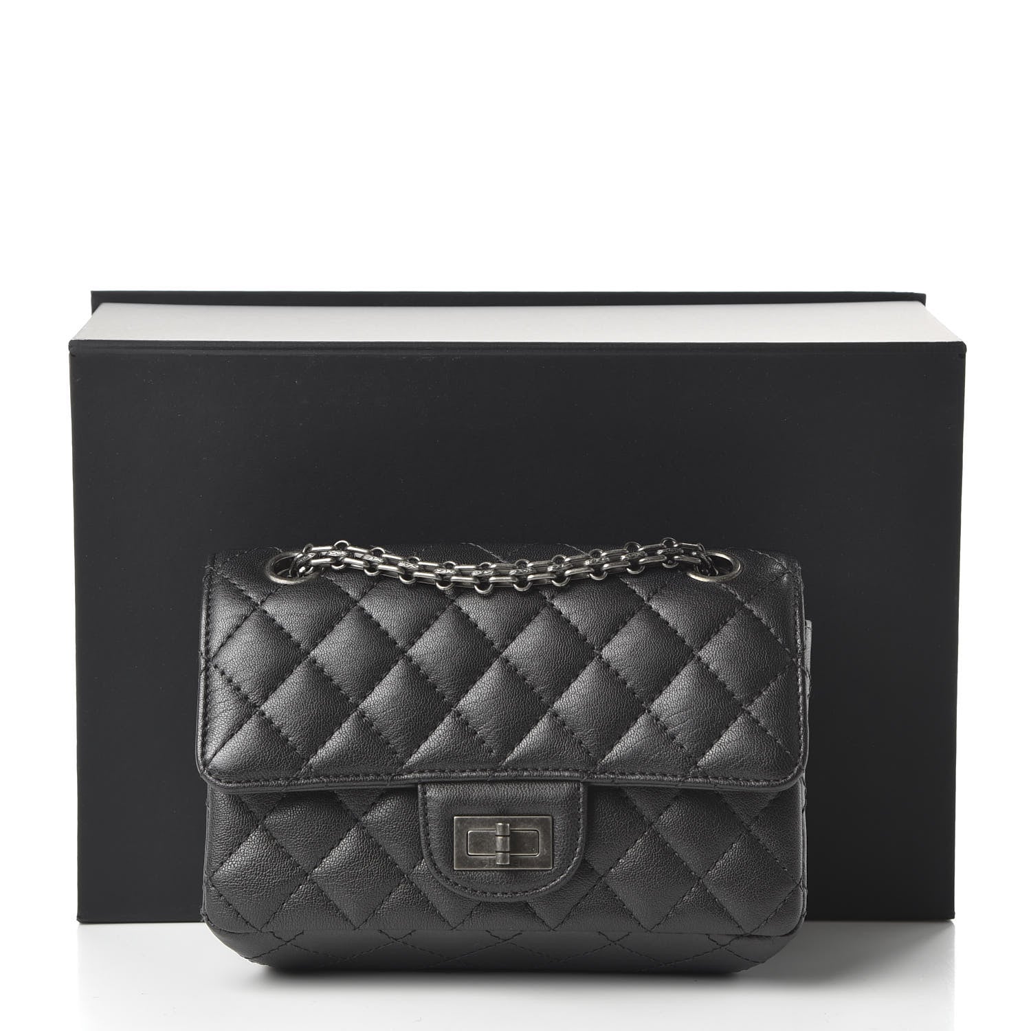 Chanel Sheepskin Quilted 2.55 Reissue Mini Flap Dark Grey 11 of 11