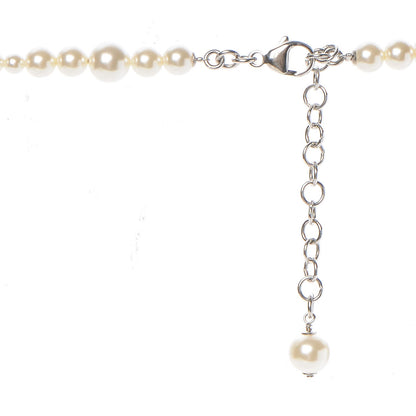 Chanel Graduated Pearl Crystal CC Long Necklace Silver 6 of 8