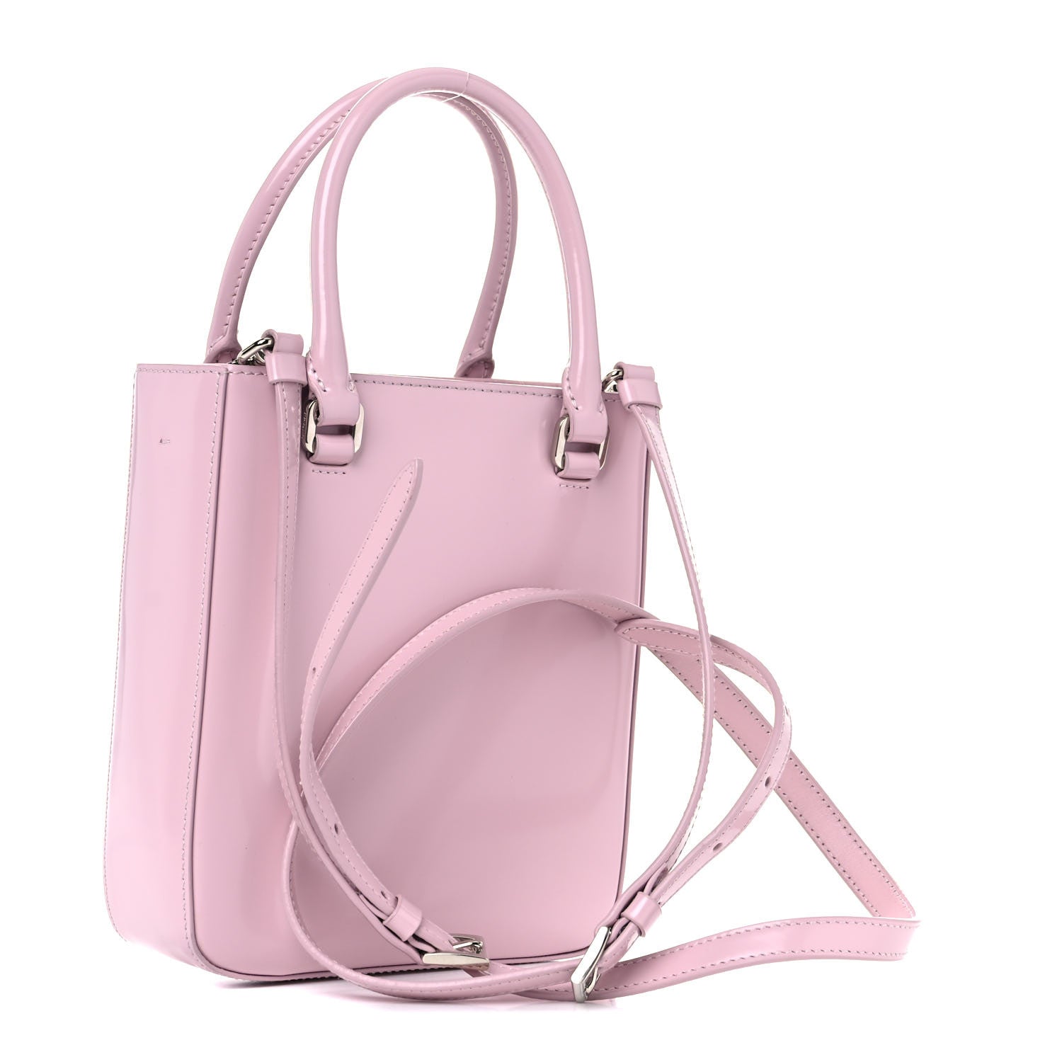 Prada Spazzolato Triangle Small Double Handle Crossbody Tote Alabastro 4 of 10