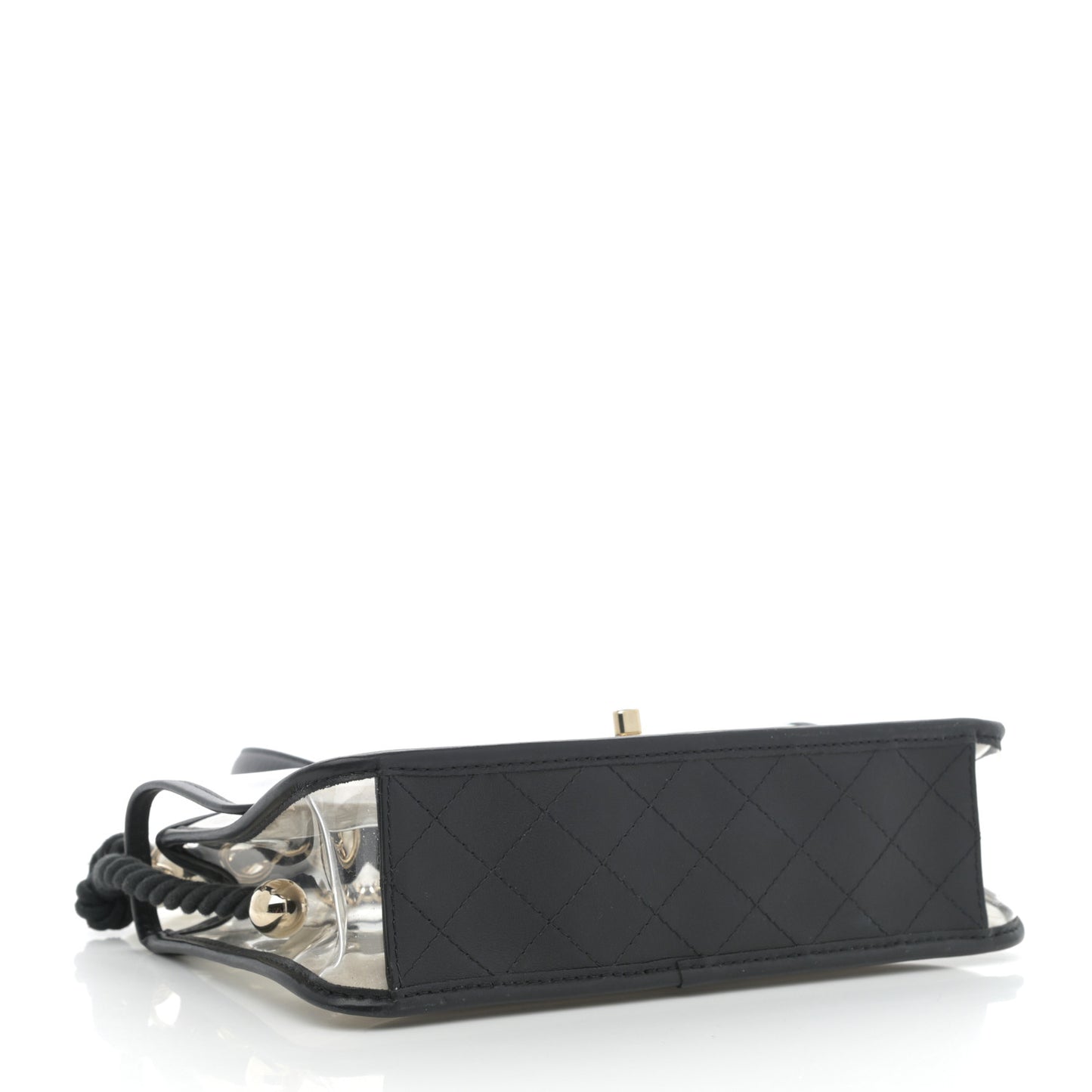 Lambskin PVC Sand By The Sea Flap With Pearl Strap Black