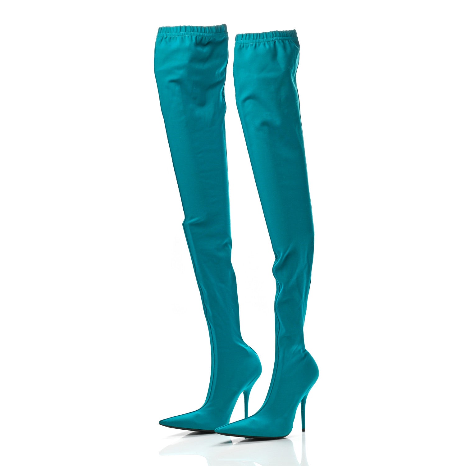 Balenciaga Spandex Pointed Toe Knife Thigh High Boots 39 Turquoise 3 of 13