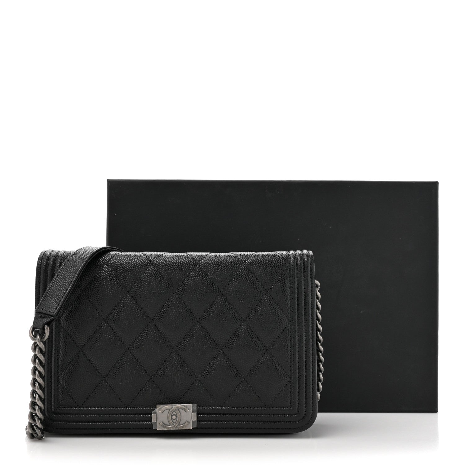 Chanel Caviar Quilted Boy Wallet On Chain WOC Black 12 of 12